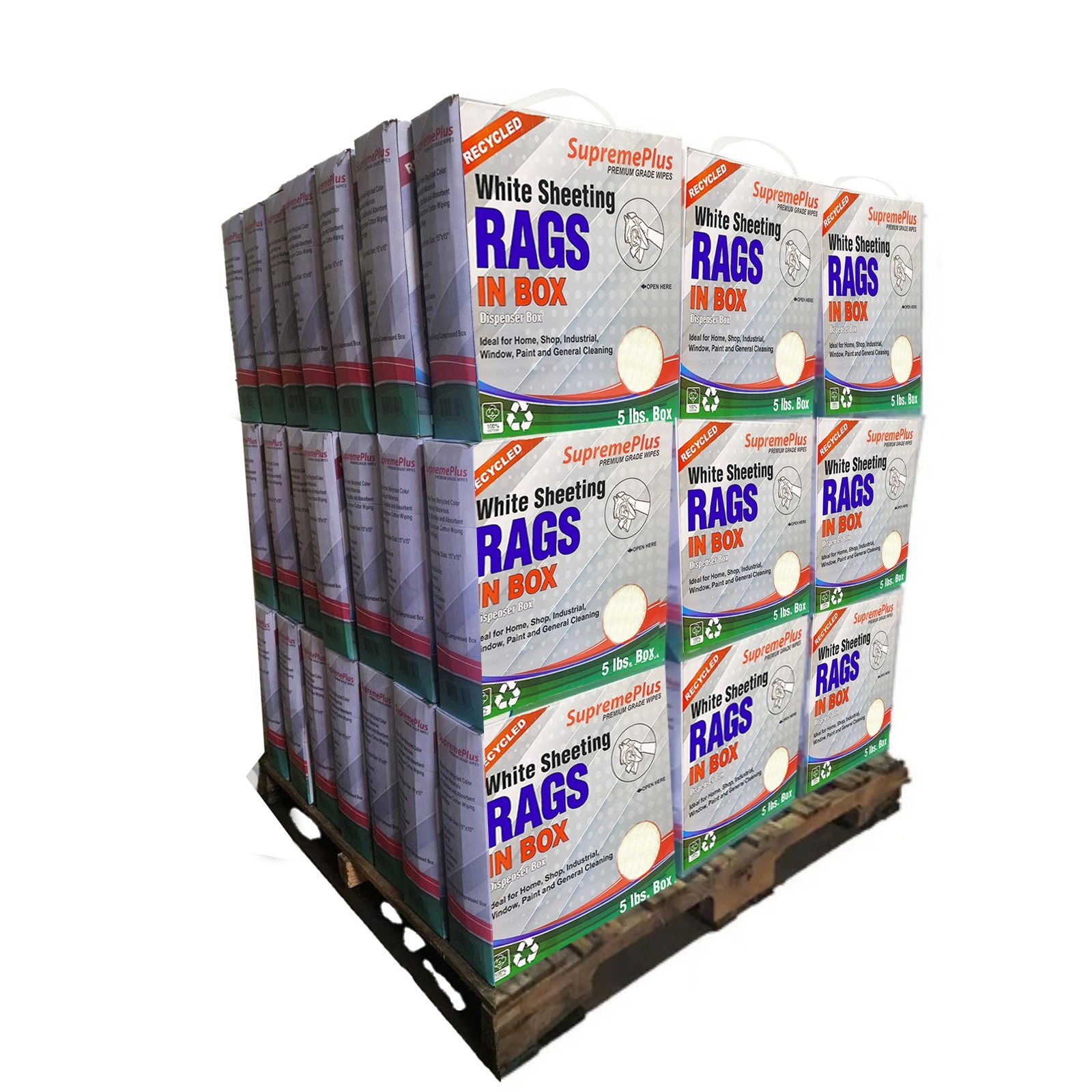 White Sheeting Rags – Industrial Cleaning Wipers – 600 LB – Compressed Boxes