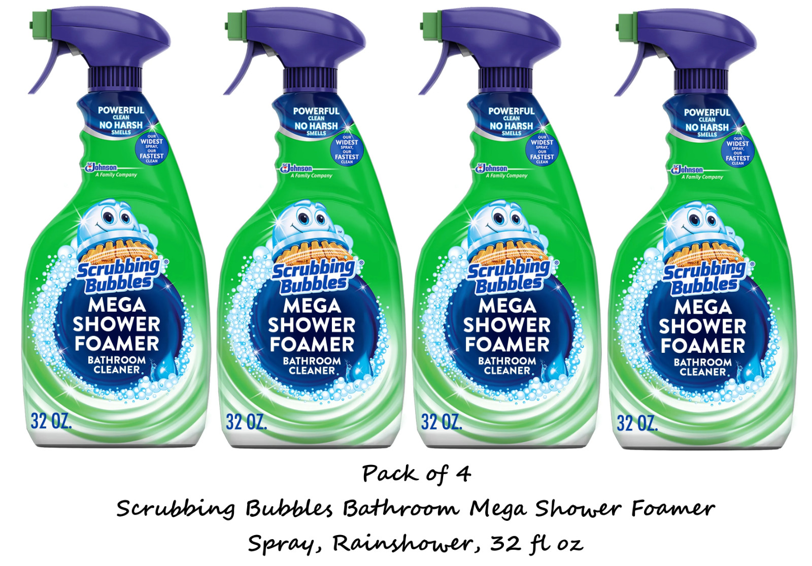 Scrubbing Bubbles Bathroom Mega Shower Foamer Spray, Rainshower, 32 fl oz (4 Pk)