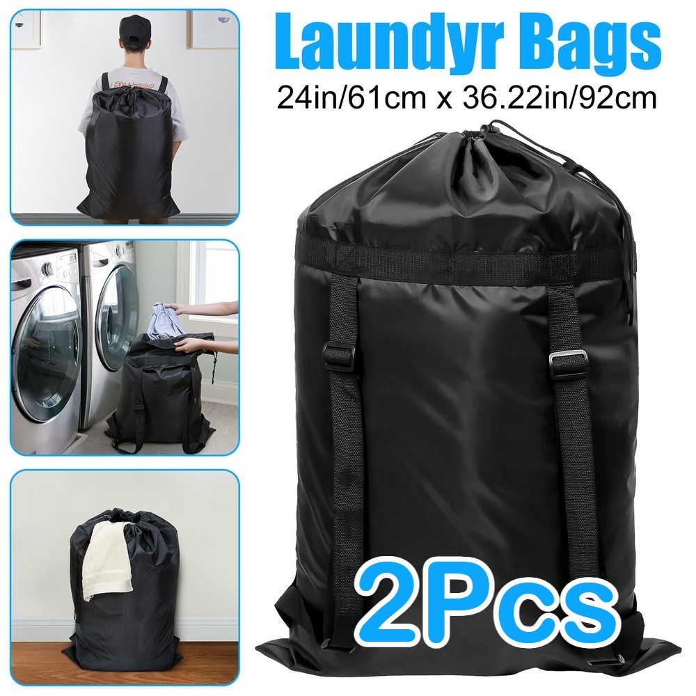 2 Pcs Extra Large Laundry Bag Backpack Heavy Duty Washing Clothes Drawstring