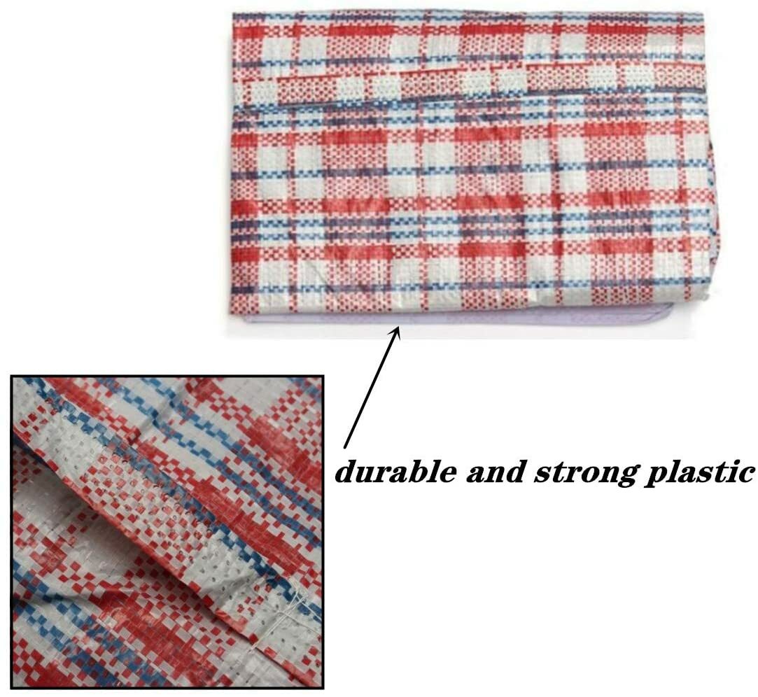 6 Pc Reusable Large Jumbo plastic Shopping Laundry Moving Storage Bag Zipper