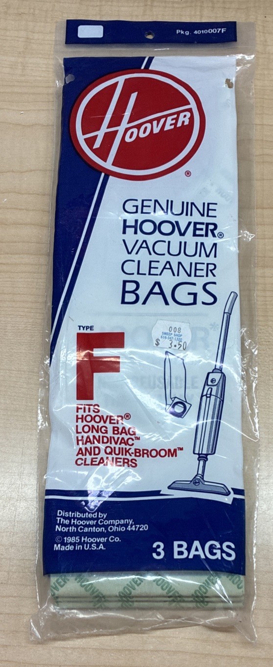 Vacuum Cleaner Bags Hoover 4010007F Handivac Quik-Broom Type F (1 PACK OF 3)