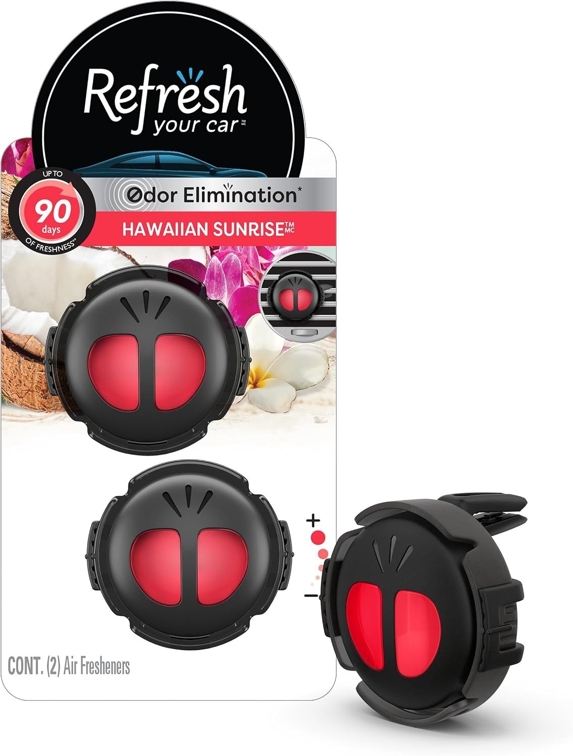 Compact Car Vent Air Fresheners – Hawaiian Sunrise Scent, 2 Pack Diffuser
