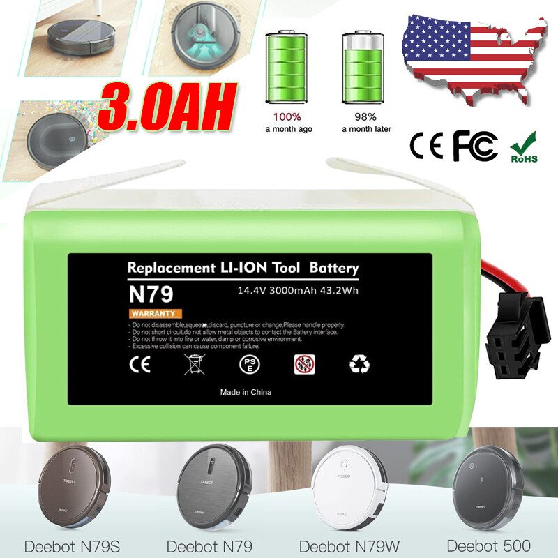 14.4V 3000mAh Battery for Ecovacs Deebot N79S 500 N79 DN622 Eufy RoboVac 11S 30