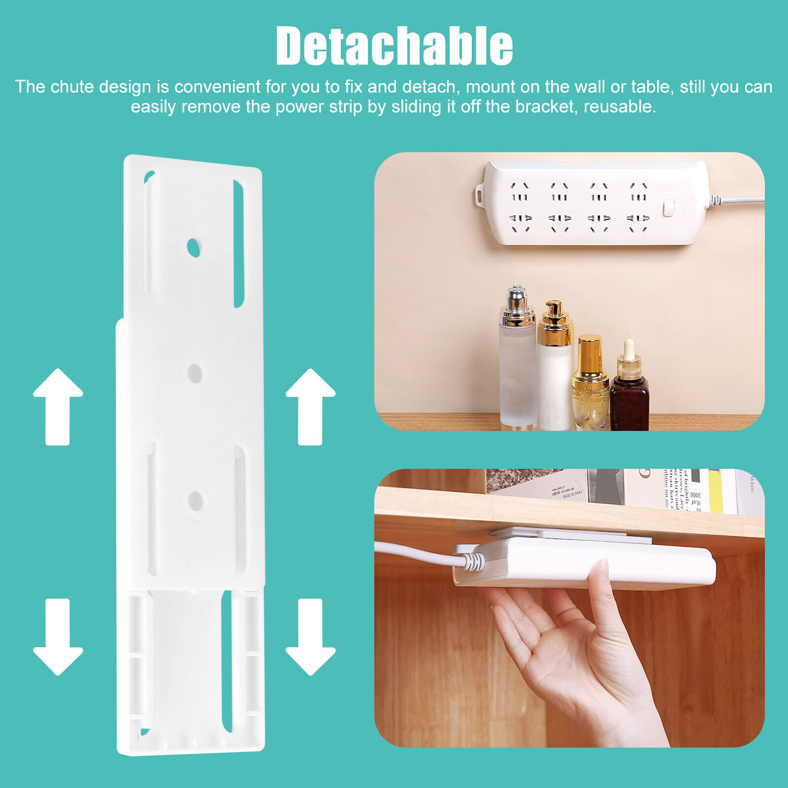 6 × Self-Adhesive Desktop Punch-Free Socket Fixer Holder Kitchen Home Office USA