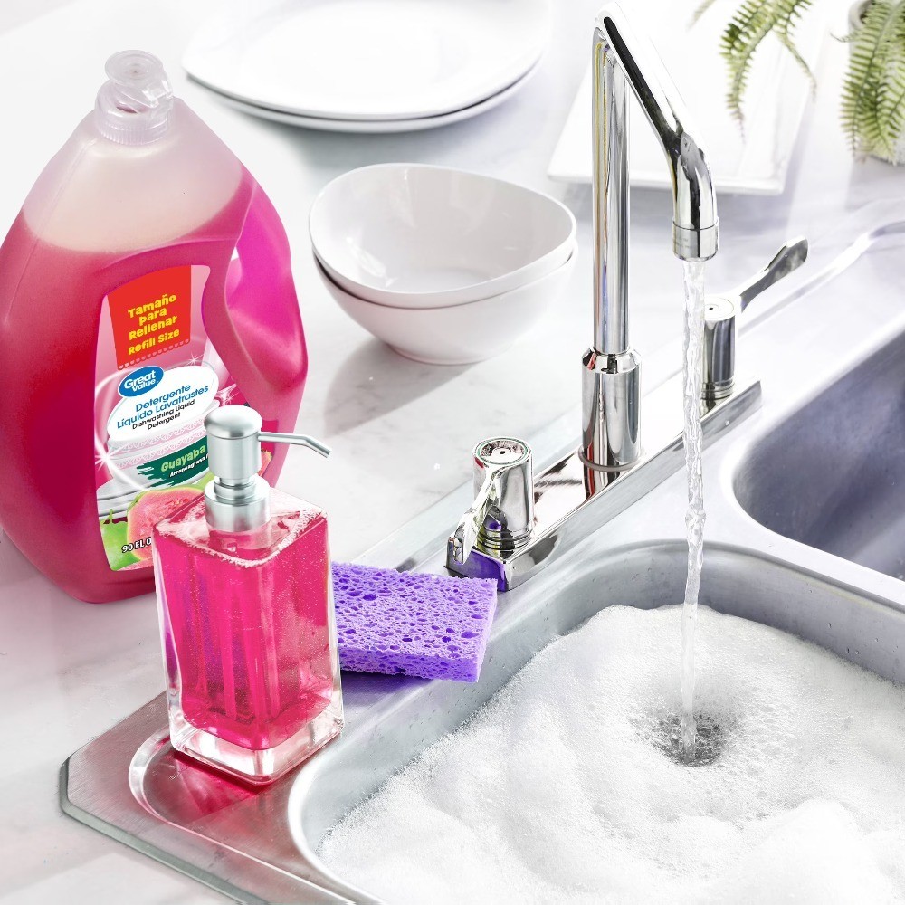 Guava Scented Dishwashing Liquid Detergent 90 fl oz Large Size for Kitchen