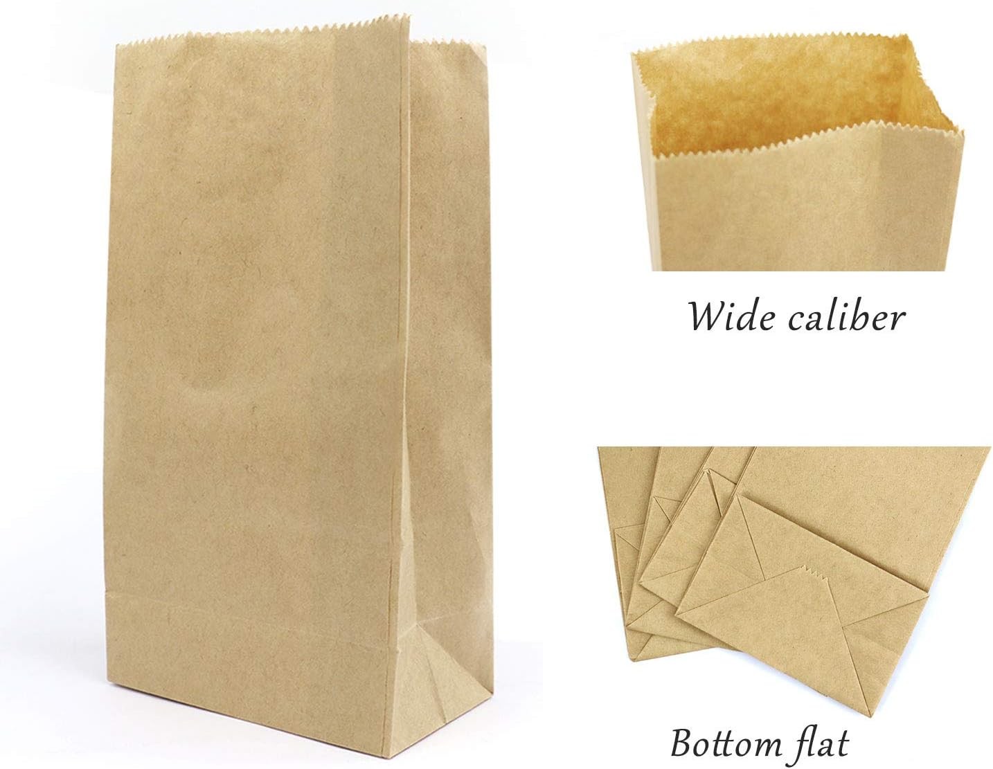 Mini Brown Paper Bags, 50pcs Small Kraft Paper Bag 1 LB 3.5×2.2×6.7” Baby Shower