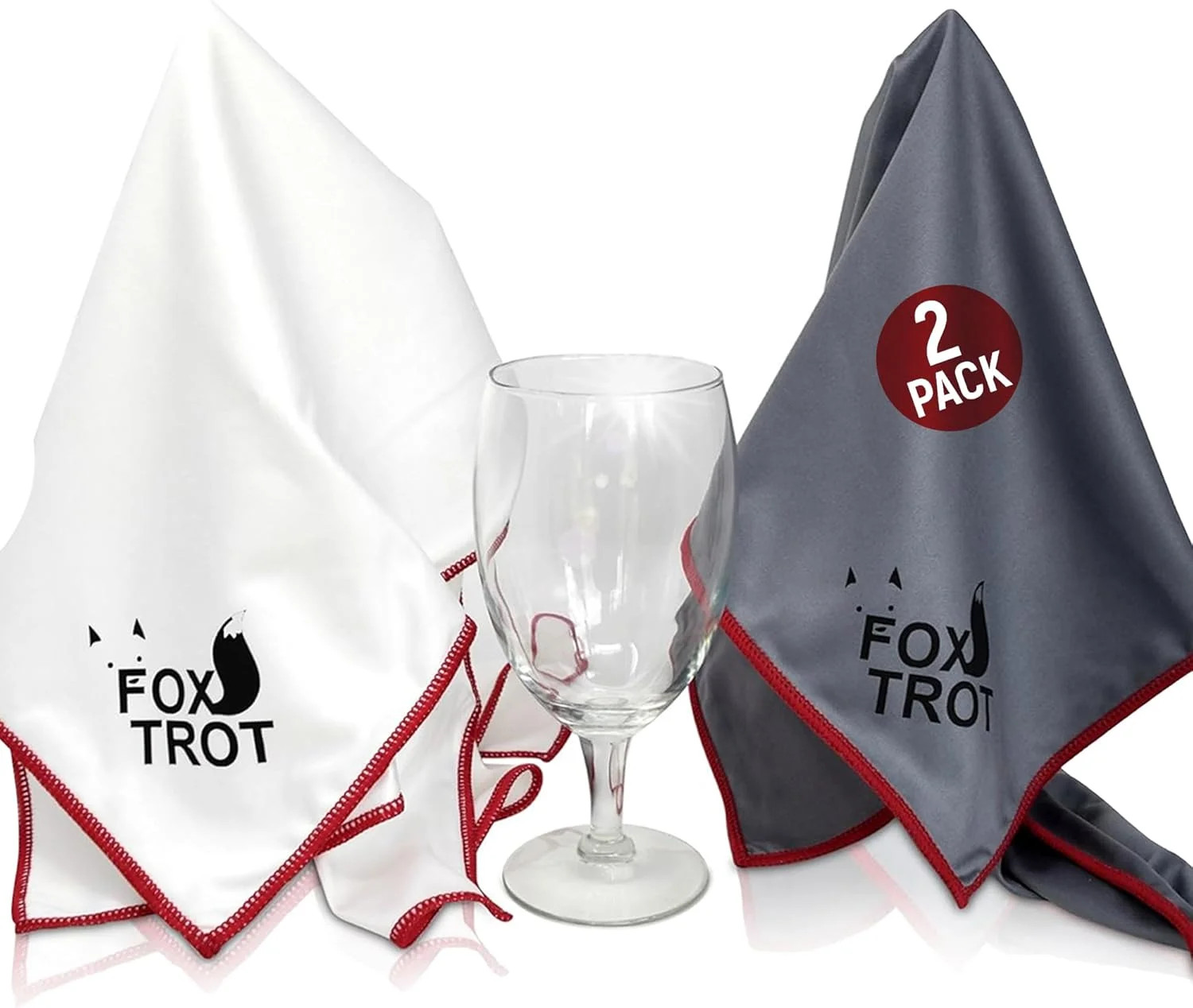 Fox Trot Large Microfiber Polishing Cloths (2 Pack White | Gray) | Streak Free,