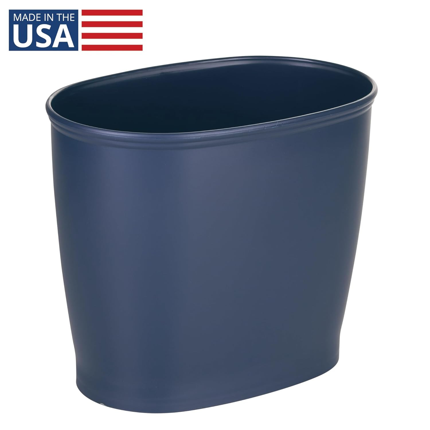 Slim Plastic Bathroom Trash Can, Navy Blue | Small, for Bedroom, Office, Desk, D