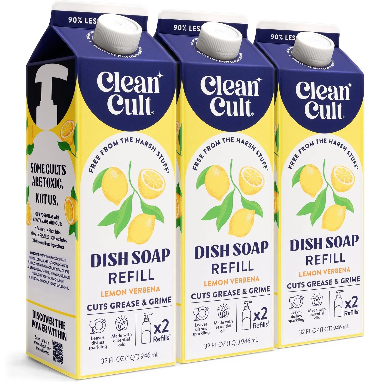 Cleancult Dish Soap Liquid Refills – Plant Based Cleaning Power – Cuts Grease…