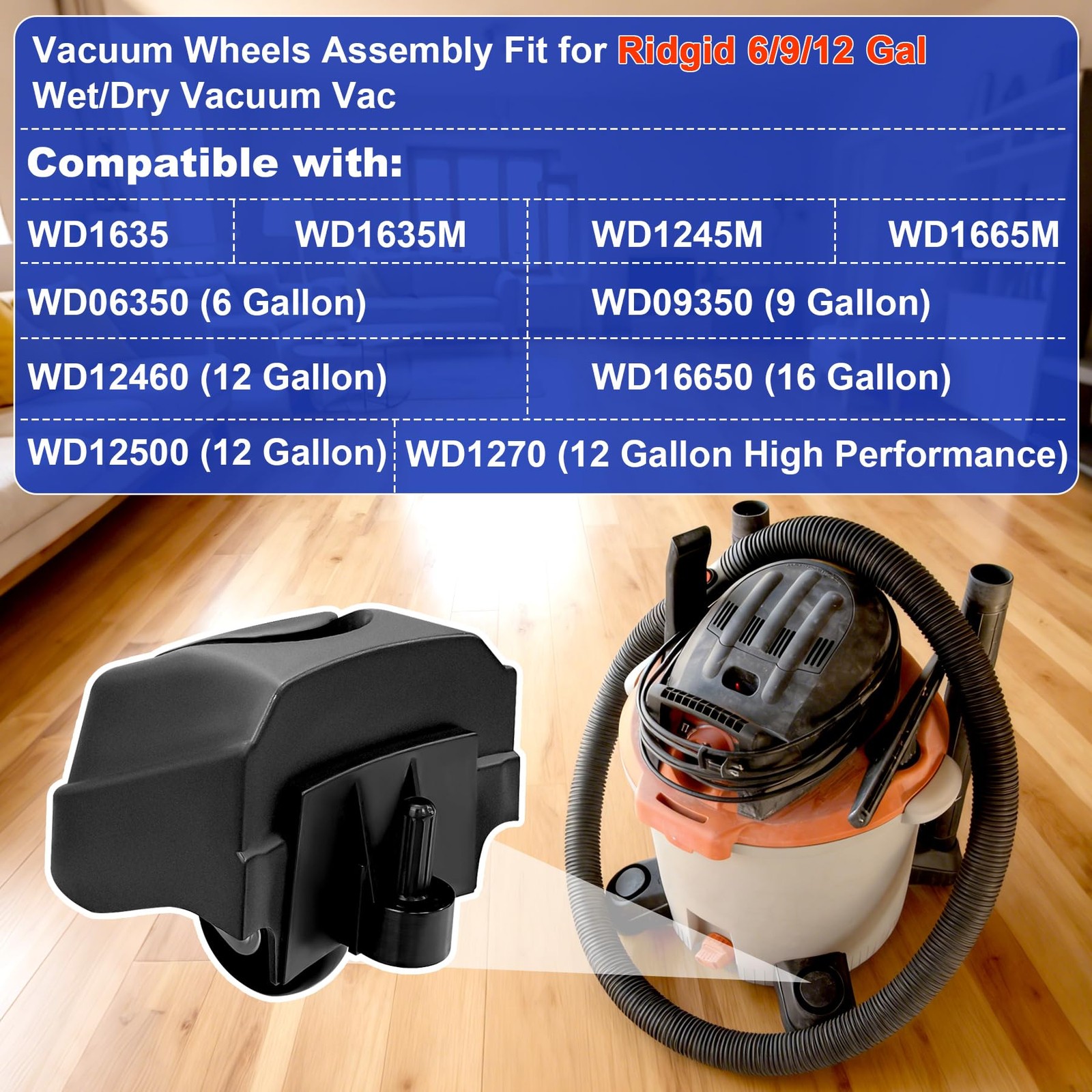 2PCS 12388 Foot Caster 12293 Caster Wheel Fit for Ridgid Shop Vac Wheels