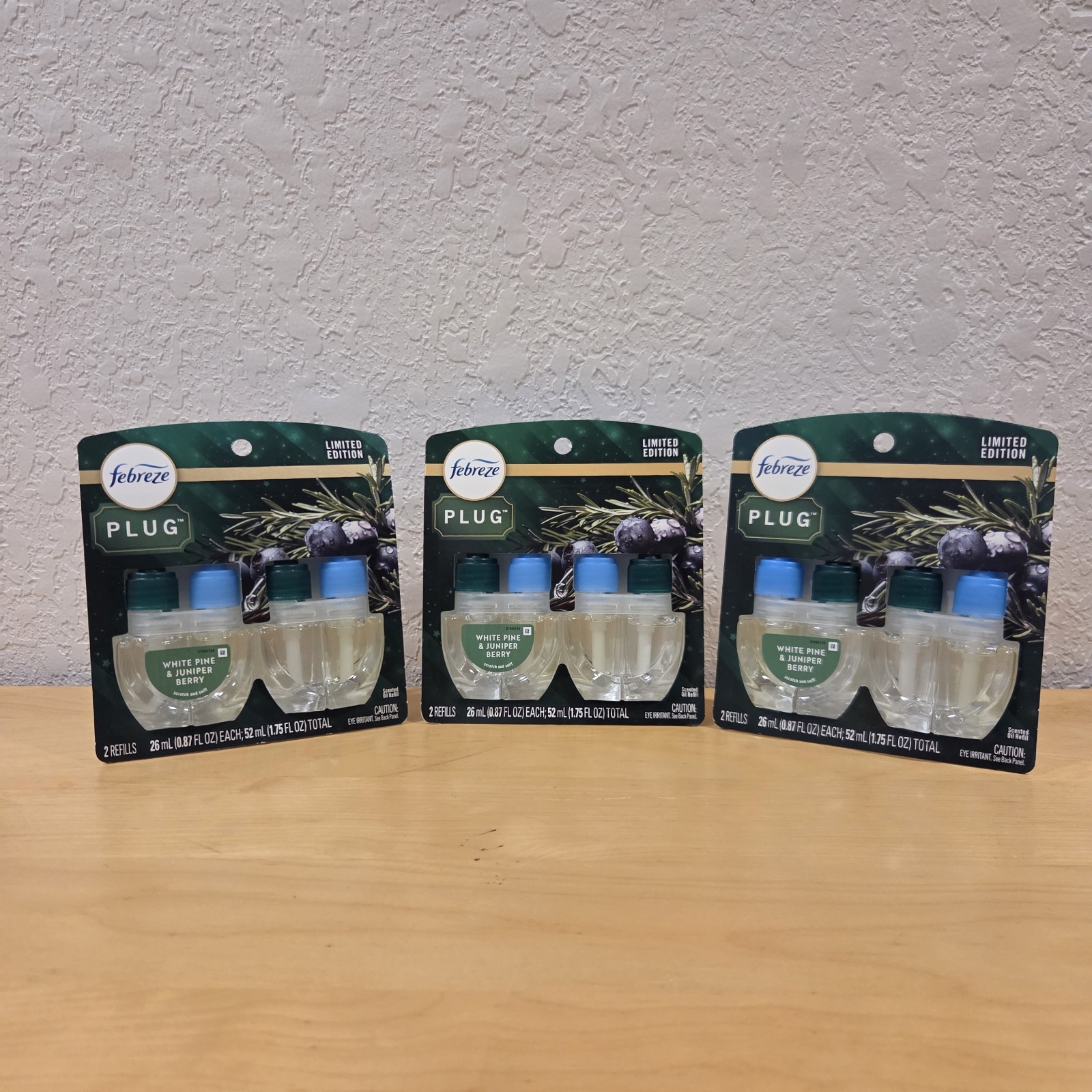 3 Packs (6 Total) Febreze Plug In Scented Oil Refills White Pine & Juniper Berry