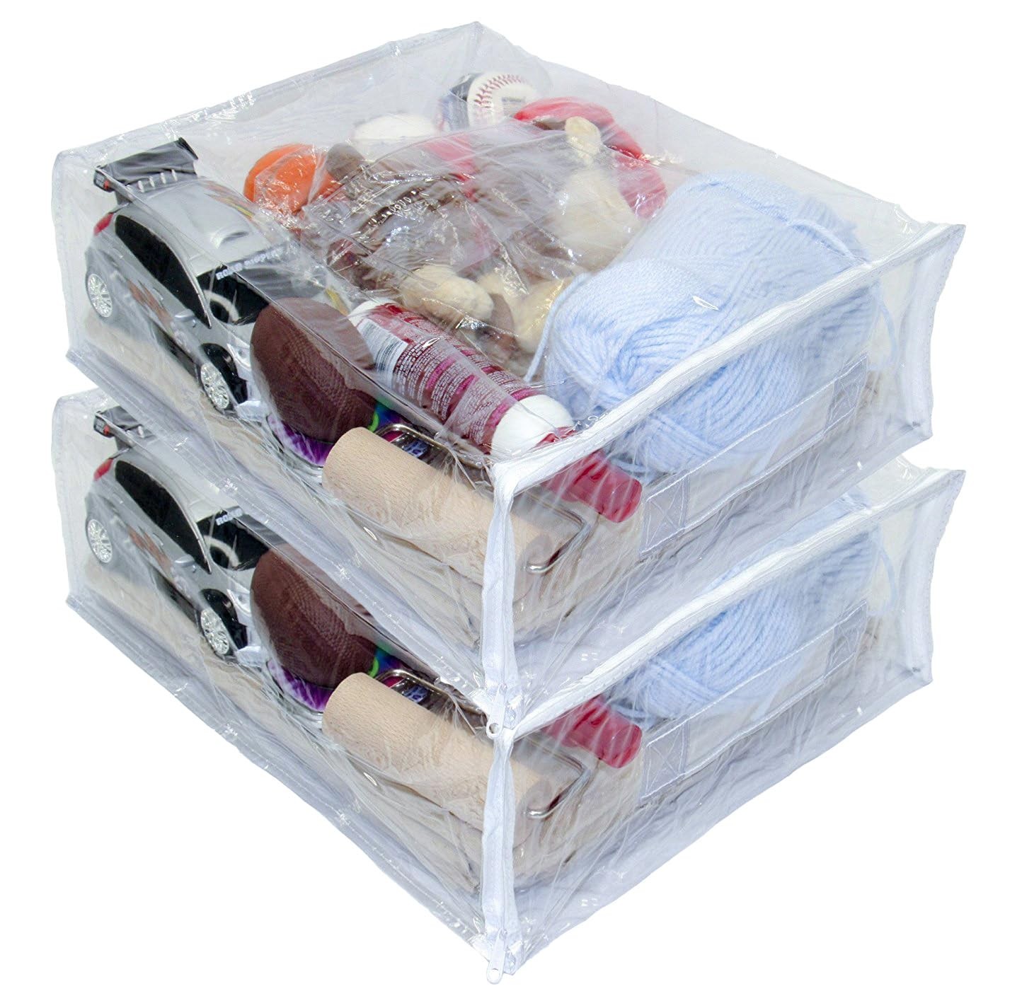2 Pack 3.9 Gallon Heavy Duty Clear Vinyl Zippered Storage Bags 12x15x5 Inch