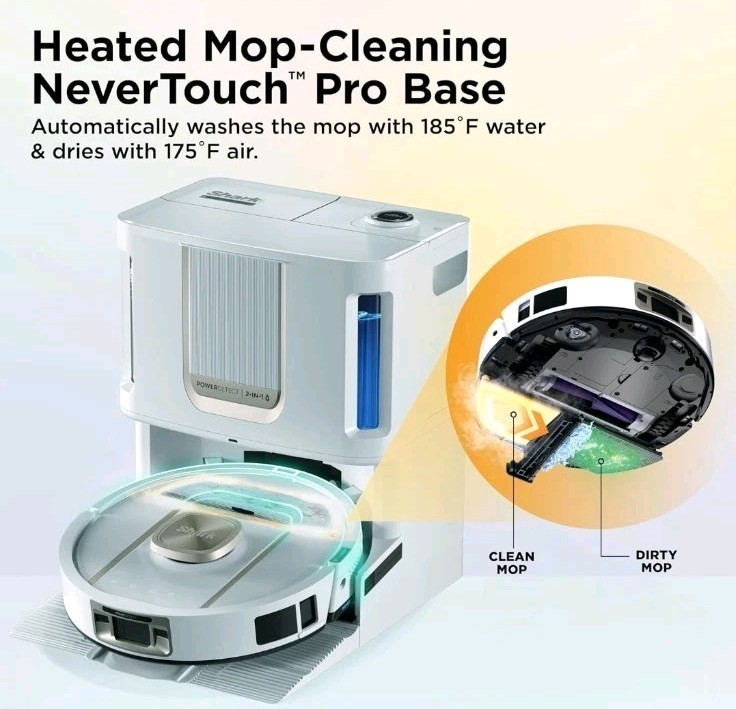 Shark Robot Vacuum & Mop Combo, PowerDetect ThermaCharged NeverTouch Pro