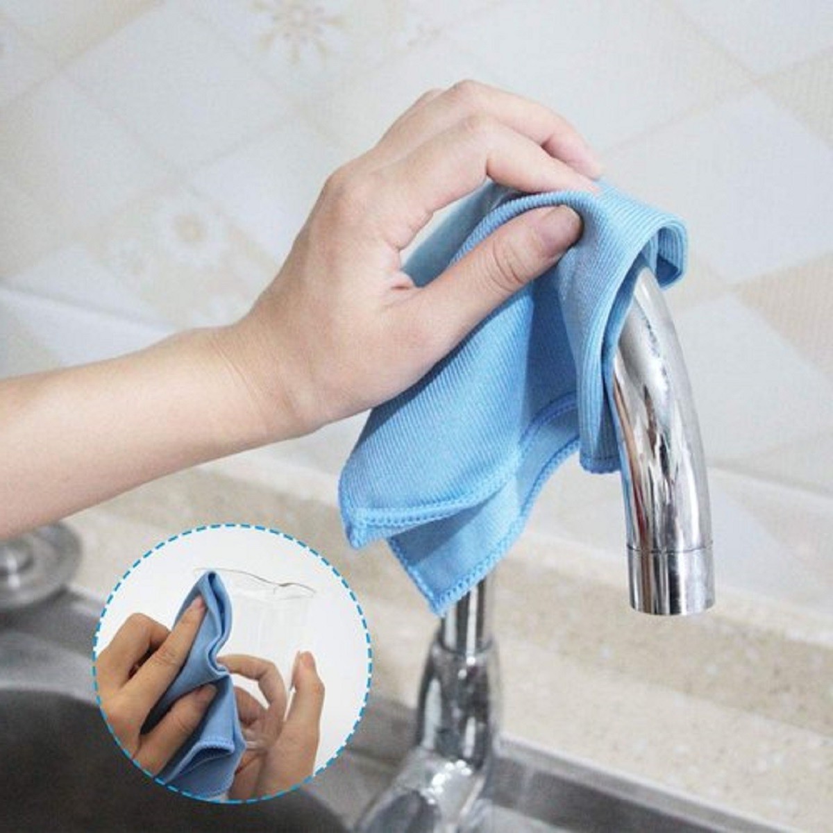 15 x 15 Blue Microfiber Glass / Fine Polishing Cloth(s) by MyXOHome