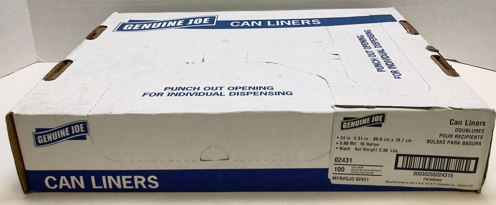 Genuine Joe (02431) Can Liner, Black, 16gal, 24″x31″, 100ct Case