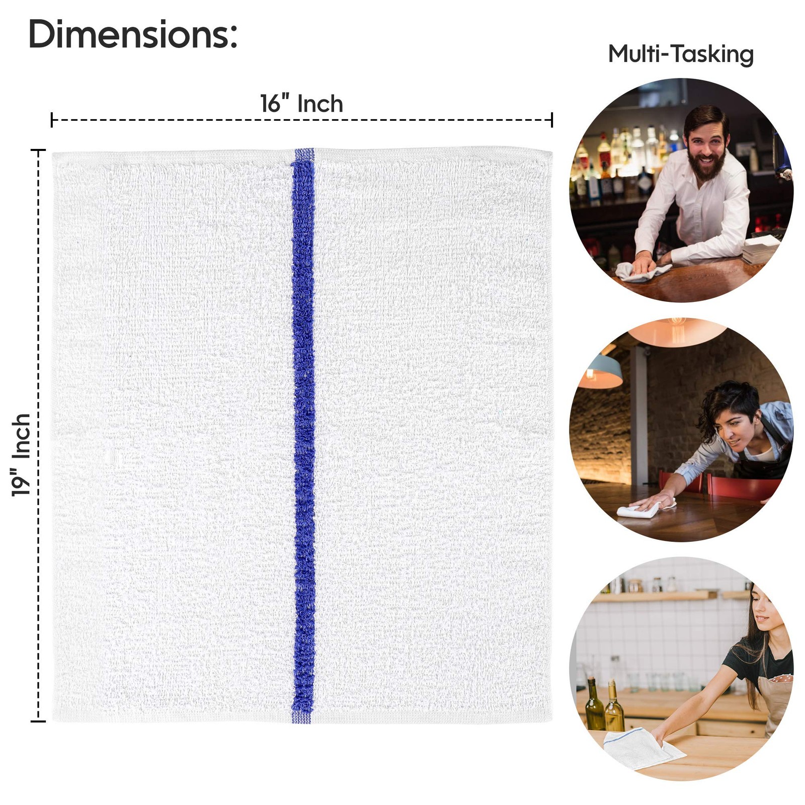 Kitchen Bar Mop Terry Towels 12 Pack – 100% Cotton – Size 14×17 – Perfect for…
