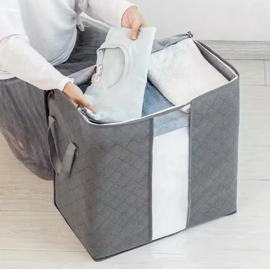 1 pc Extra Large Storage Bag with Handle Window Clothing Quilt Organizer