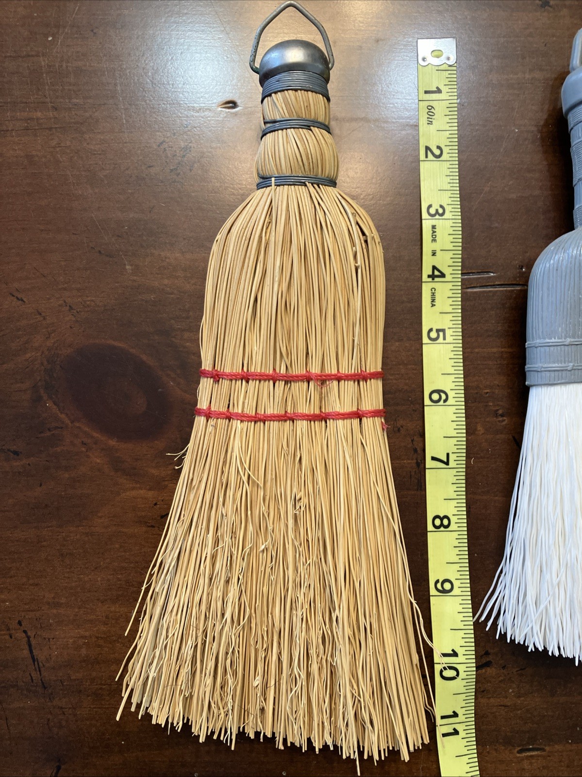 Handheld Whisk Broom Natural Fiber And Synthetic Vintage Cleaning Lot Of 2