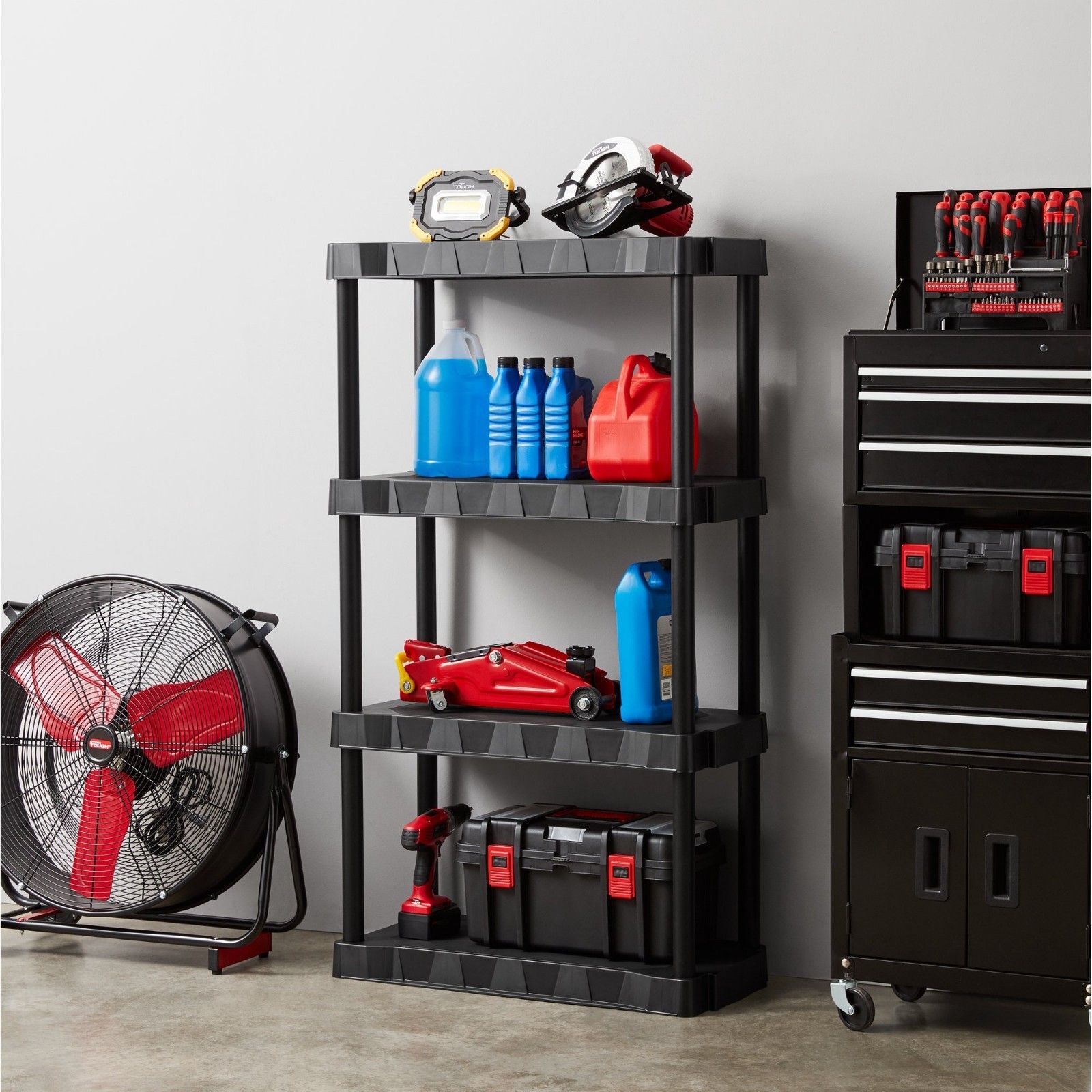 Hyper Tough 4 Shelf Plastic Shelving Unit 13.88″ (D) x 30″ (W) x 56.2″ (H),Black