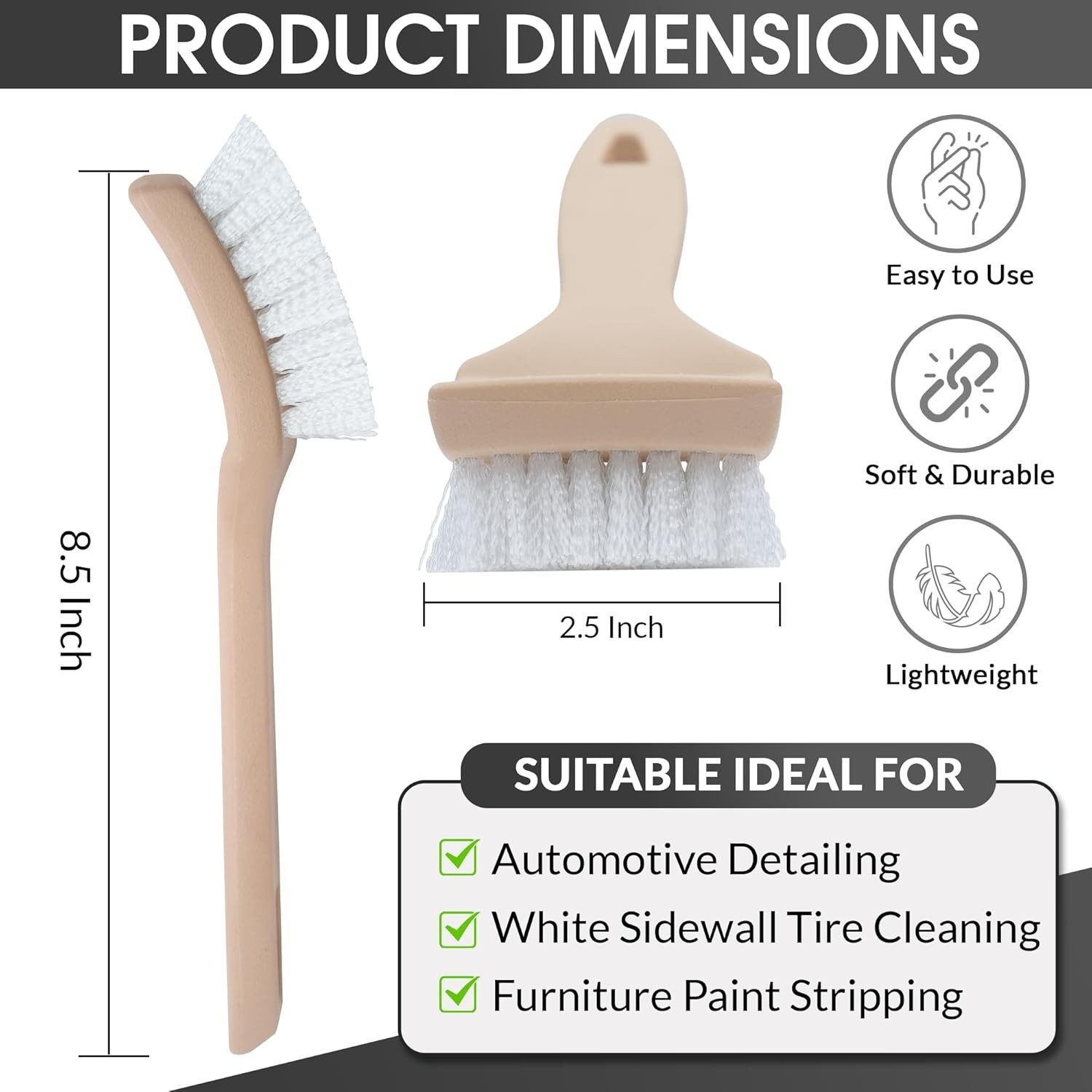 5 Inch Nylon Utility Scrub Brush – Heavy Duty Bristles, Ergonomic Handle