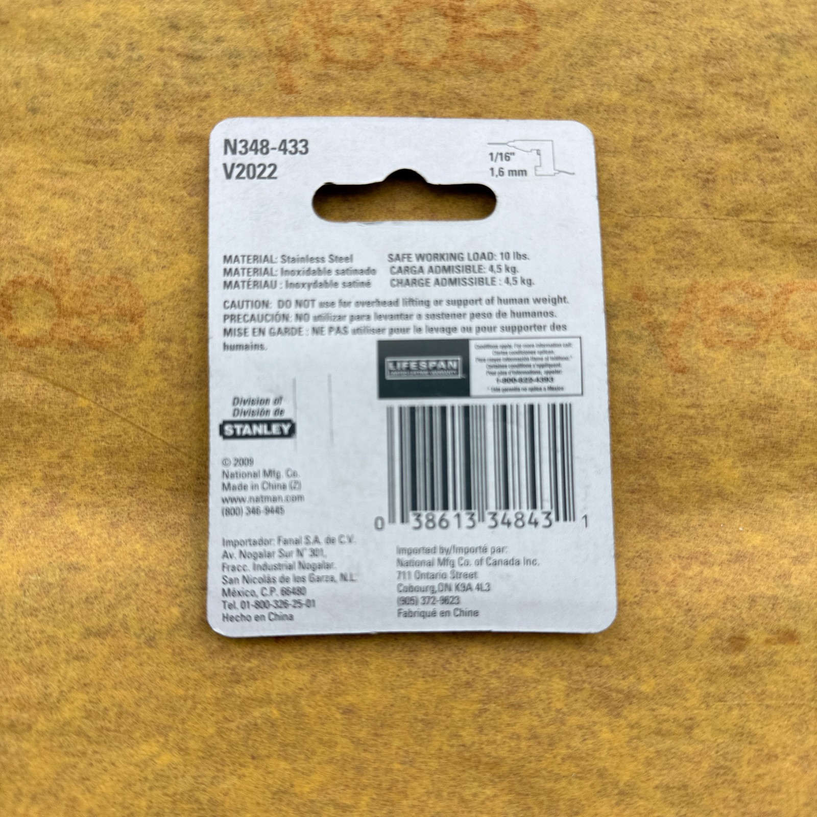 Stanley National Hardware N348-433 0.75 in. Cup Hook Stainless Steel – Pack of 5