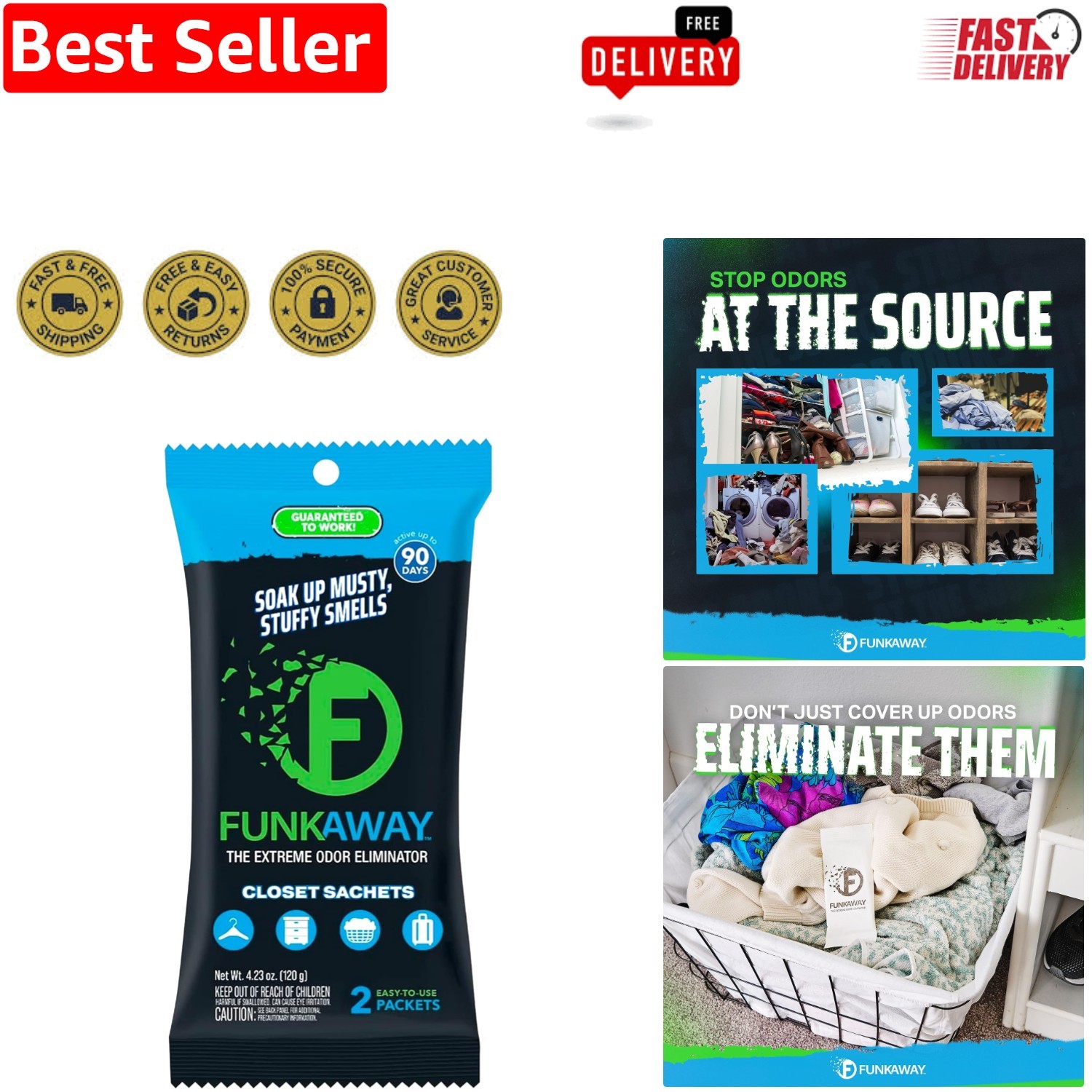 Say Goodbye to Stinky Spaces – Extreme Odor Eliminating Sachet, 90-Day Freshness