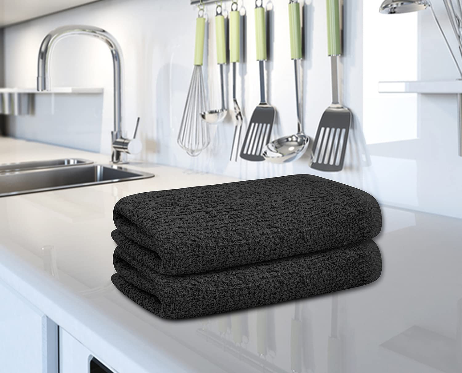 Bar Mop Grey Ribbed 16×19 Pack Of 24 100% Cotton Absorbent Kitchen Towel Dish To