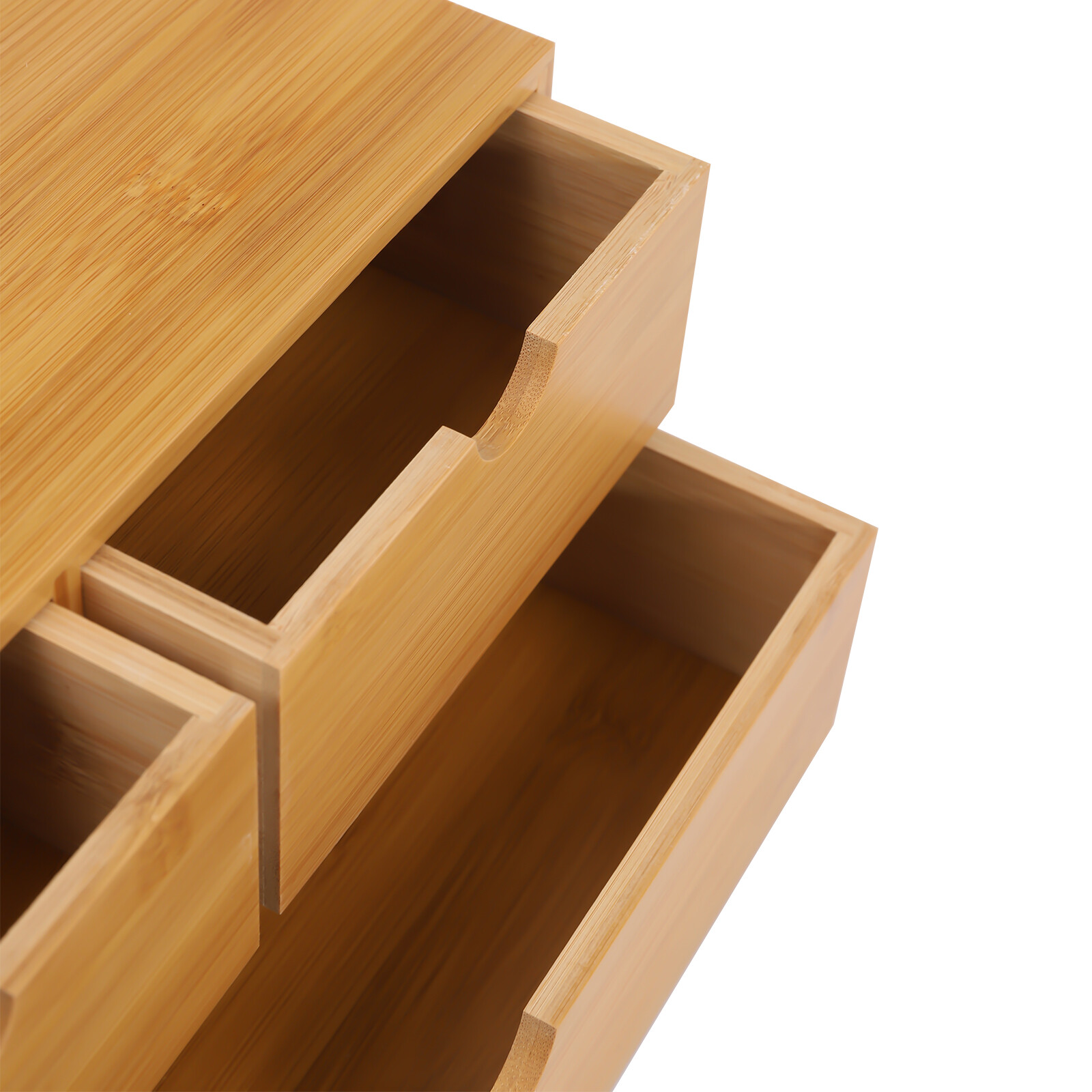 Bamboo Desk Organizer with 3 Drawers, Tabletop Storage Box No Assembly Required