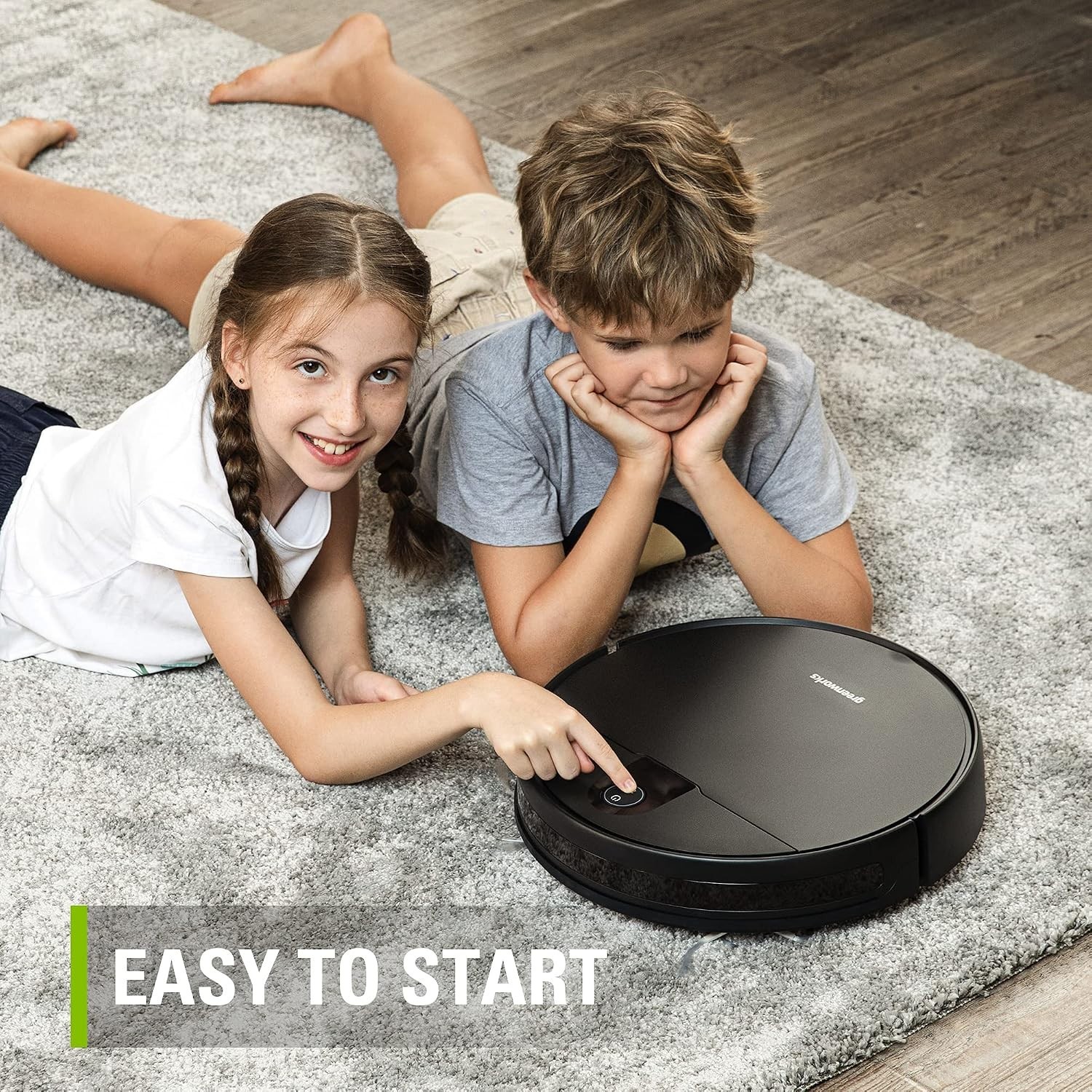 Greenworks Robot Vaccum GRV-1010, Max 2200 PA 3.23 inch Height Smart App Control