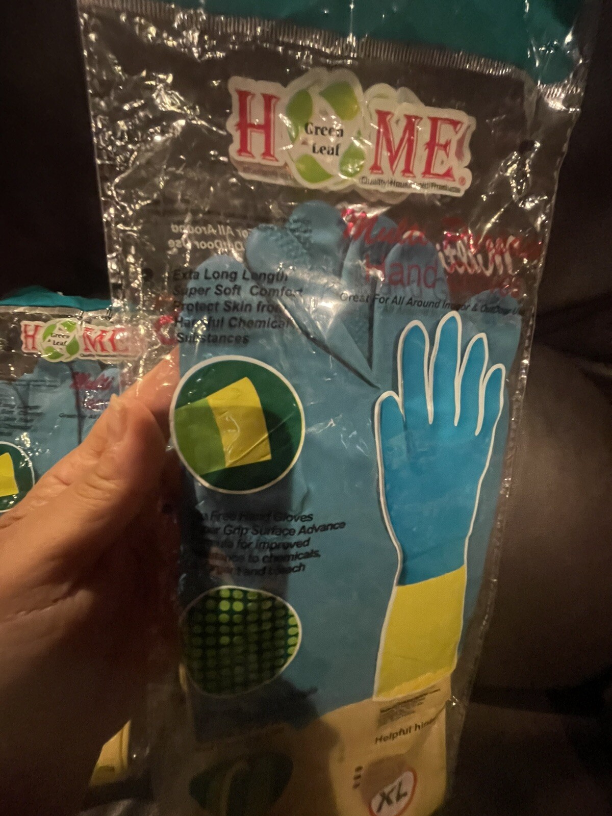 2~Pairs Multipurpose Gloves Home Green Size L /XL (100% Satisfaction Guaranteed)