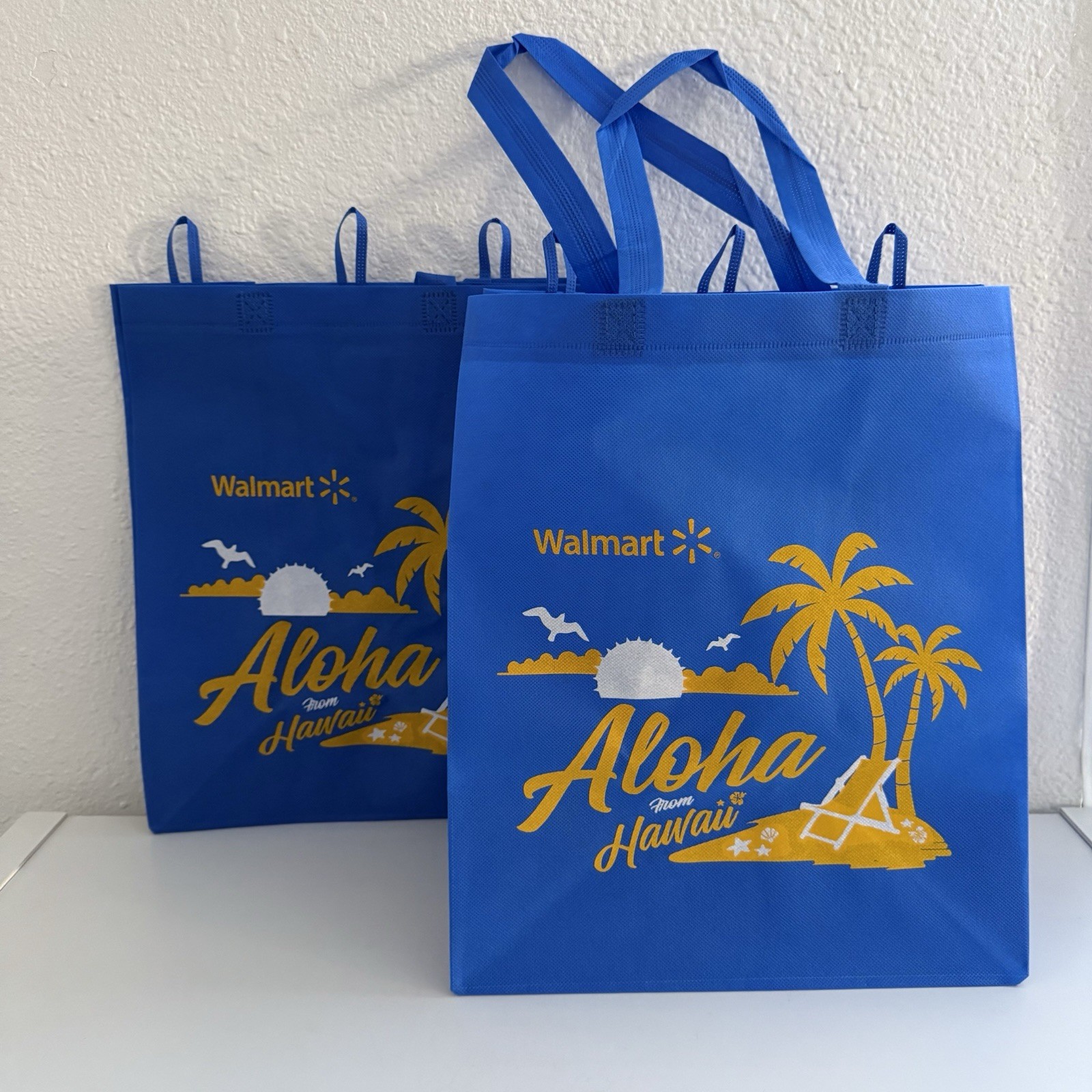 Walmart Aloha from Hawaii Reusable Grocery Shopping Gift Bag NEW Lot Of 2 Blue