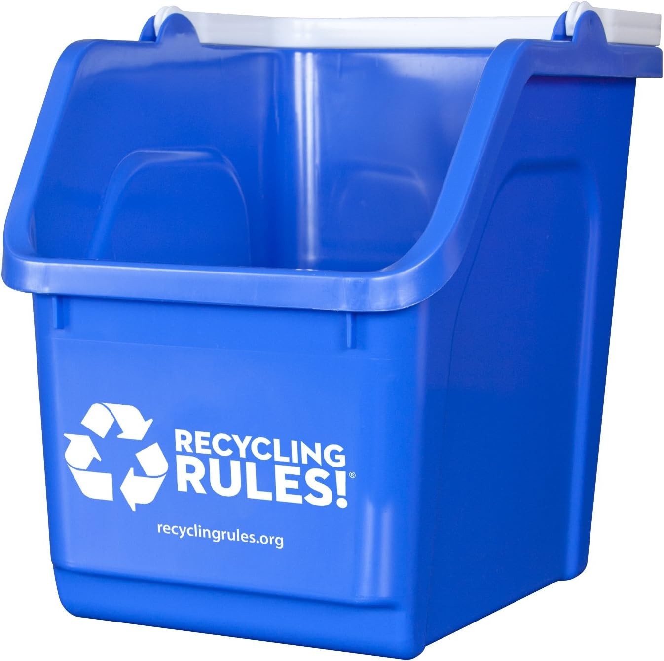 6 Gallon Stackable Recycling Bin Container in Blue, Eco-Friendly BPA-Free Han…