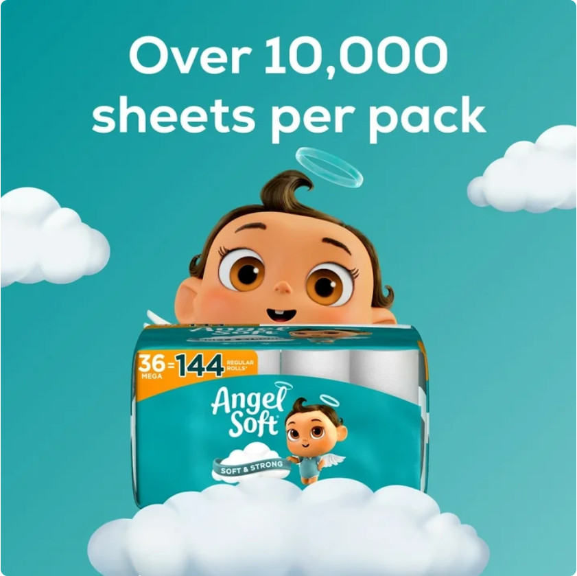 Angel Soft 2-Ply Toilet Paper 36 Mega Rolls 320 Sheets Per Roll Soft Bath Tissue