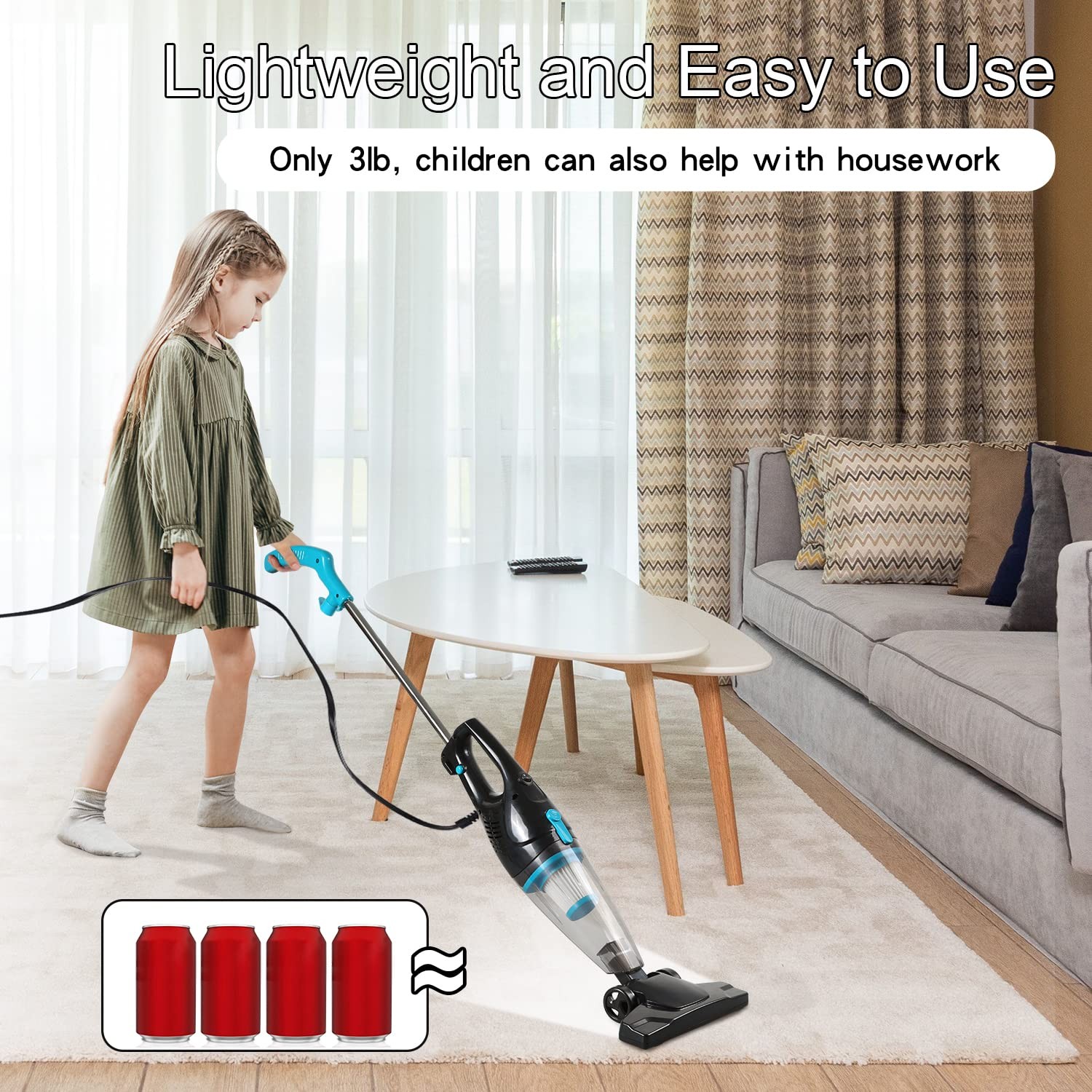 Intercleaner Corded Vacuum Cleaner, 15KPa Powerful Suction with 400W Motor, 12