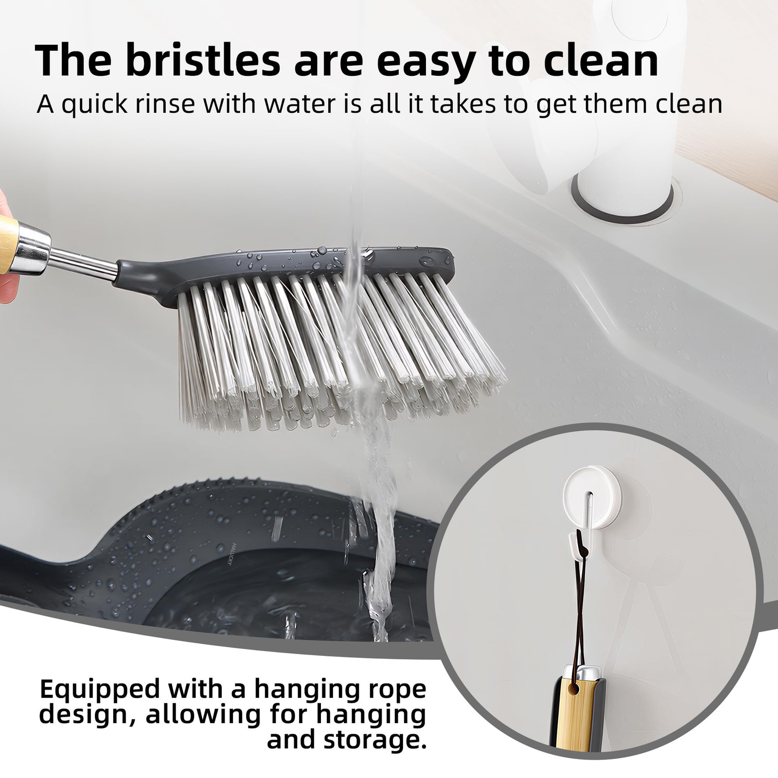 Hand Broom and Dustpan Set 13.8″ X 9.1″ Bamboo Stainless Steel – Portable