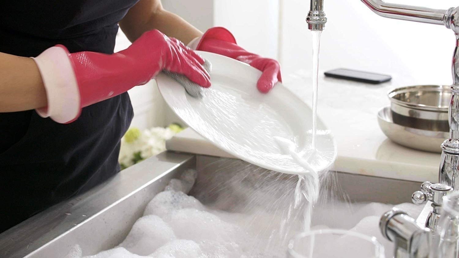 Casabella Premium Waterblock Cleaning Gloves – 6 Pair (12 Gloves) Pink