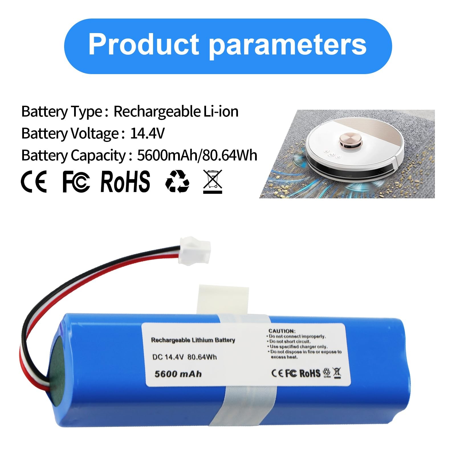 5600mAh Battery for Laresar L6 , Ultenic T10 T10 Elite,Viomi S9