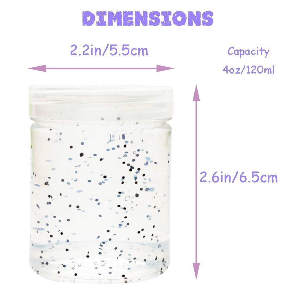 20 Pack 4oz Empty Clear Slime Containers,Round Plastic Cosmetic Jars with Lid…
