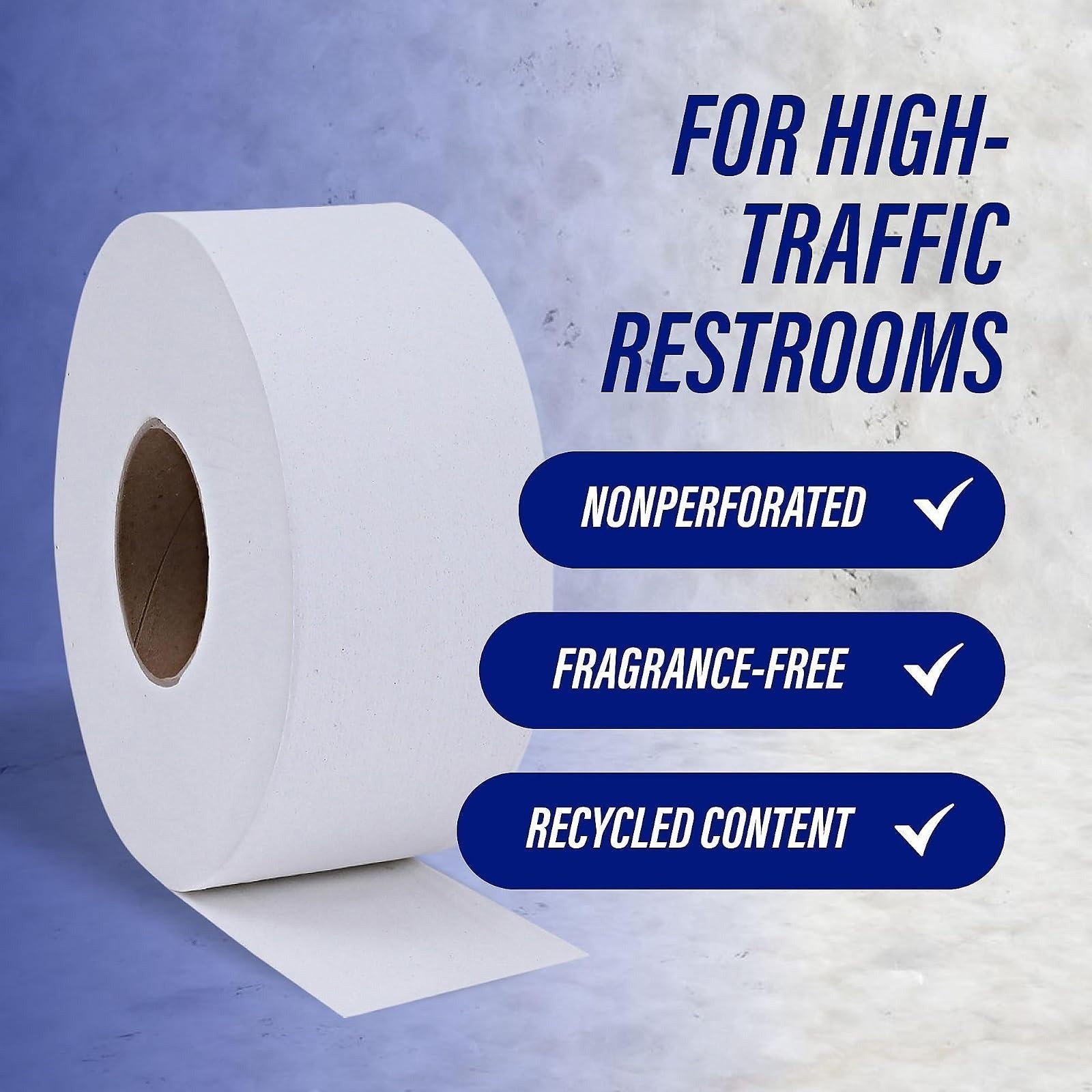 Genuine Joe Jumbo Roll Bath Tissue – 2-Ply White Toilet Paper, 12 Count