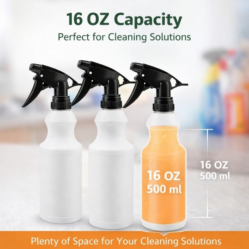 3 Pcs Plastic Trigger Spray Bottle 16 OZ Heavy Duty Chemical Resistant Sprayer