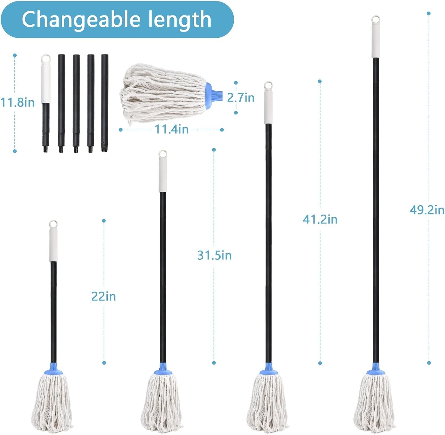 Indoor Mop for Floor Cleaning – Cotton Mops for Floor Cleaning, Regular Mop f…