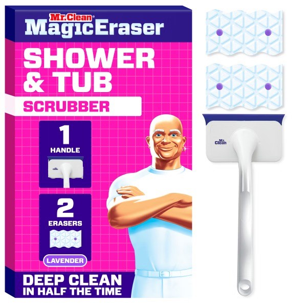 Magic Eraser Shower & Tub Scrubber, Lavender Starter Kit, 1 Scrubber