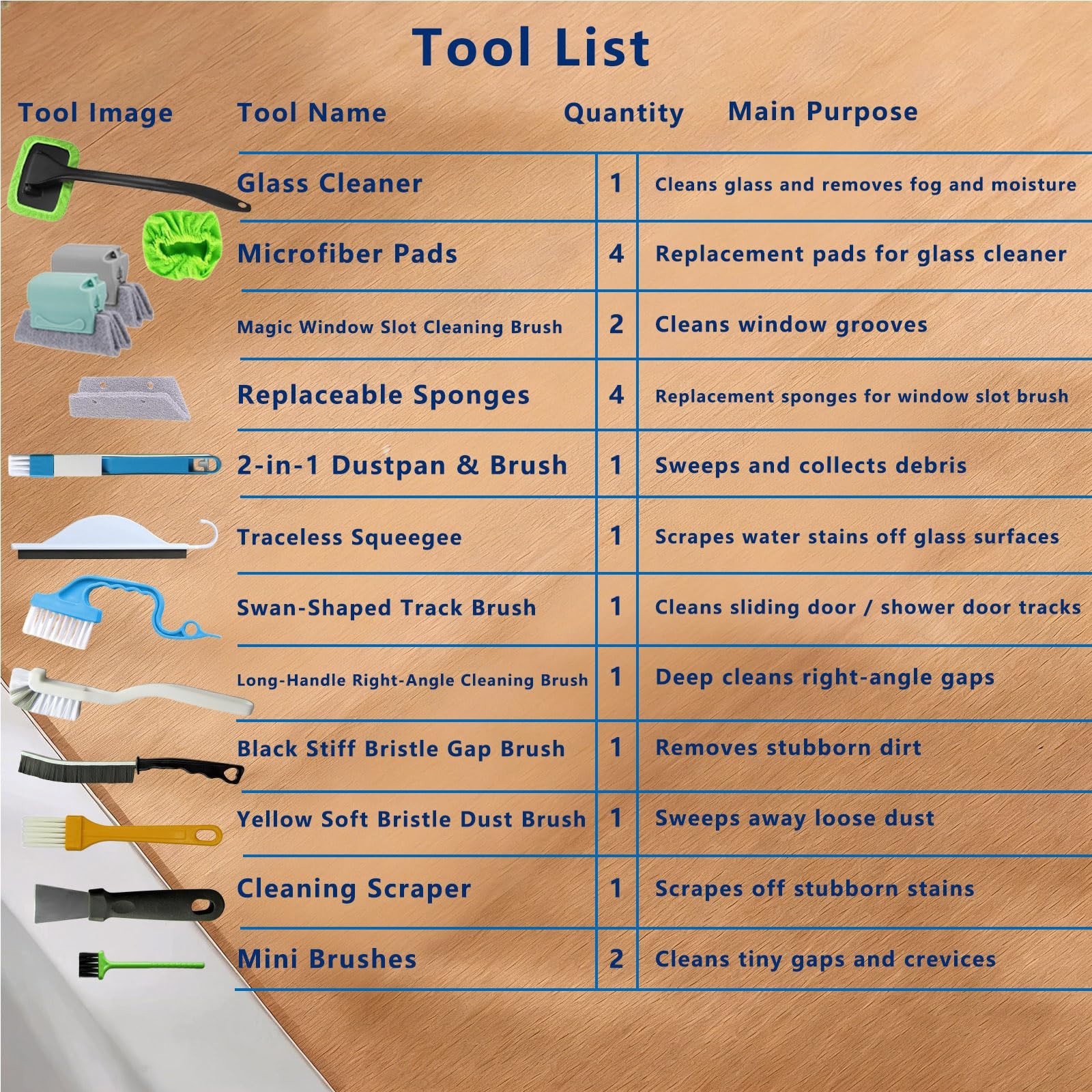 20Pcs Window Cleaning Kit – Squeegee, Brushes, Microfiber Pads for Glass & Mirro