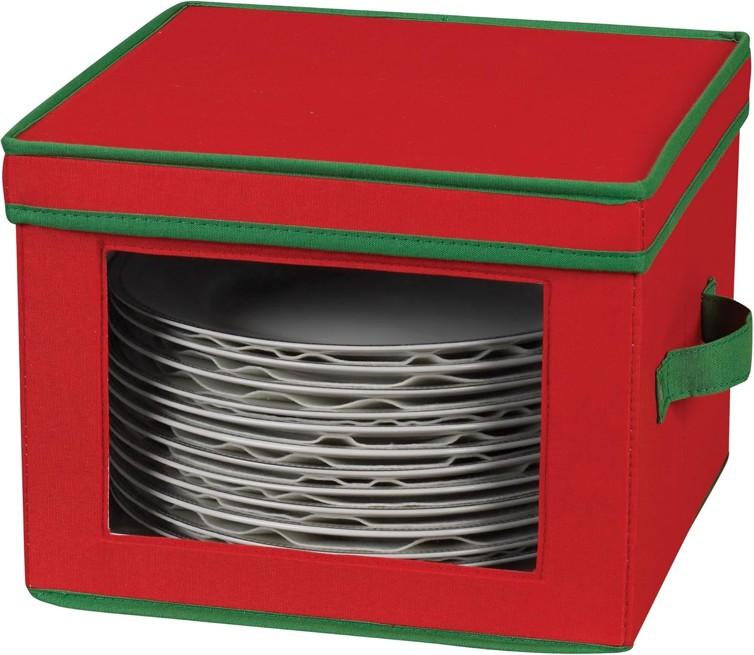 536RED Holiday China Storage Chest with Lid and Handles | Dinner Plate | Red Can
