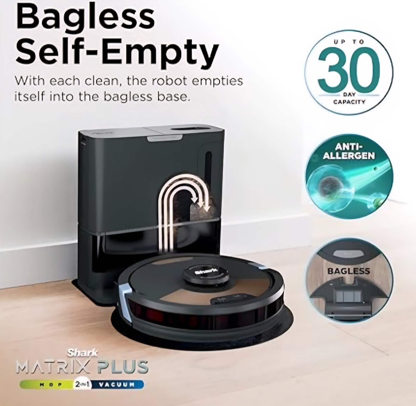 NEW Shark Matrix Plus Robot Vacuum & Mop w/ SELF EMPTY BIN + Mopping UR2650WS