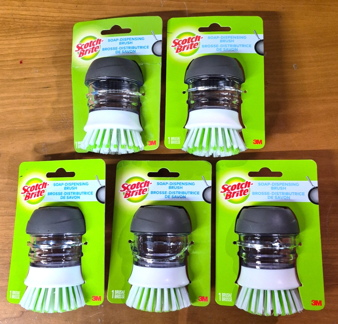 Scotch Brite Soap Dispensing Brush Safe On Non Stick Cookware Glassware LOT/5