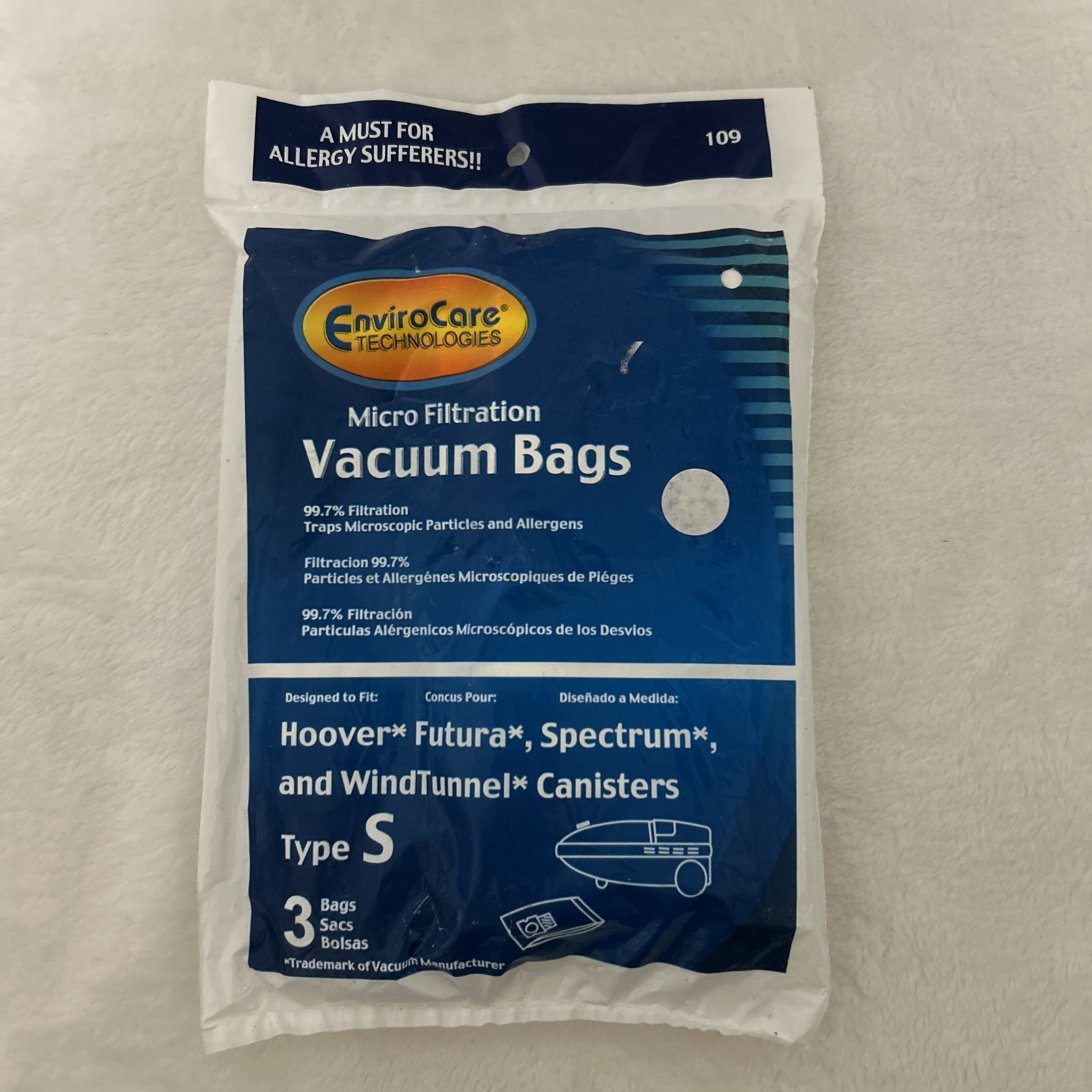 Style S Hoover Vacuum Bags Future Spectrum Windtunnel Allergy Canister 3 Bags