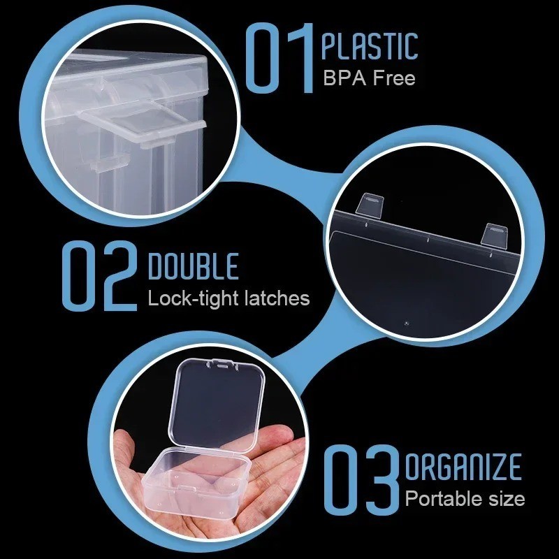 16/30pcs Clear Bead Organizer Box Hinged Storage Container Set Crafts Jewelry
