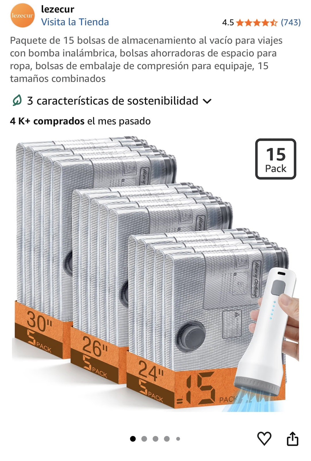 15 Pack Compression Bags, Travel Vacuum Storage, Rechargeable Pump, Grey