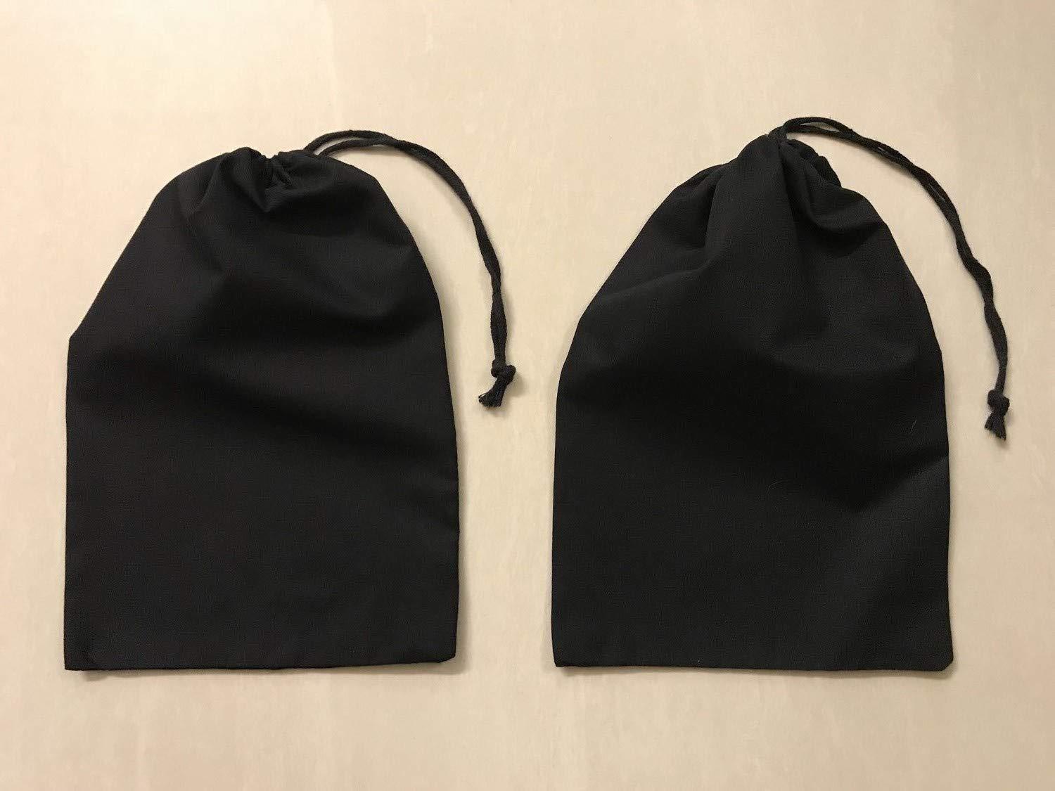 12×16 Inches Cotton Single Drawstring Premium Muslin Black Bags. Select Quantity